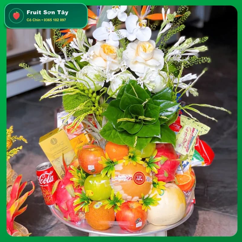 Đĩa Ngũ Quả Thắp Hương Rằm & Mùng Một Chu Đáo (Kèm Trầu Cau + Tiền Vàng)
